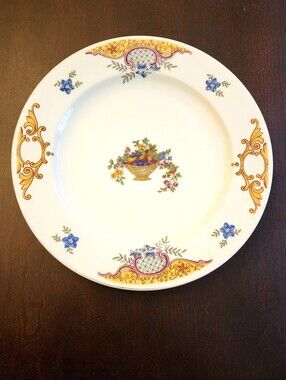 VTG EPIAG Czechoslovakia Porcelain Floral Gold Scroll Fruit Dinner Plate Dish